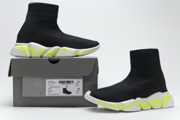 Balenciaga Stretch Mesh High Top Sneaker Black White - Image 2