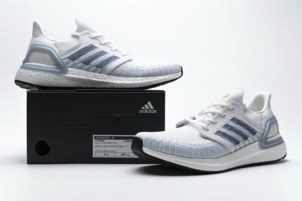 FY3454 adidas Ultra BOOST 20 White Light Blue - Image 3